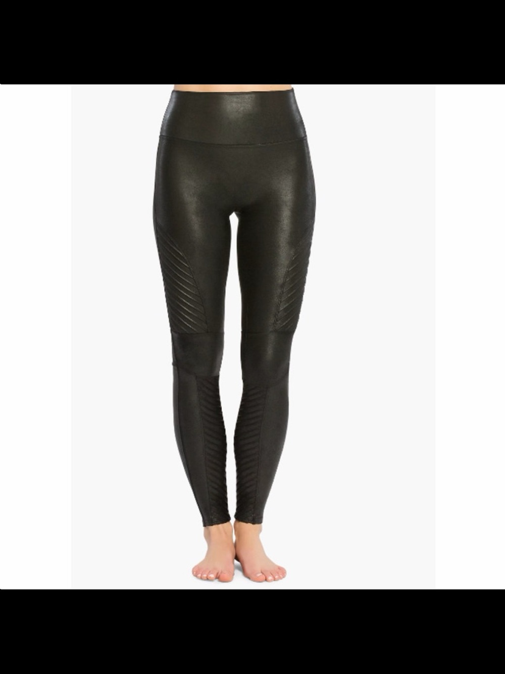 SPANX Faux Leather Black High-Waist Moto-Style Leggings